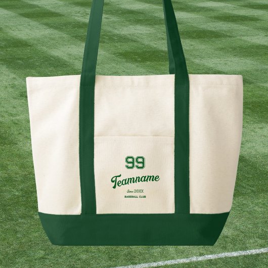 Tote Bag Green Baseball Custom Player Numéro et nom de l'éq