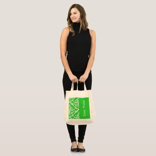 Tote Bag Green Bold Damask avec nom @ Emporiomoffa (Devant (modèle))