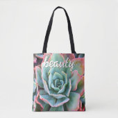Tote Bag Green Cactus Photographie Succulente Script de bea (Devant)