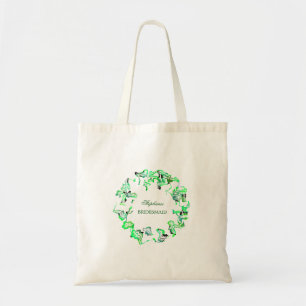 Tote Bag Green Crest Nom personnalisé Mariage Bridesmaid Fa