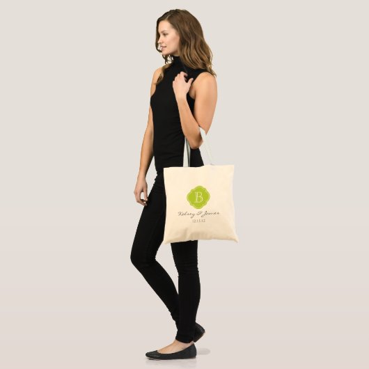 Tote Bag Green Custom Monogramme Mariage Faveur Fourre-tout (Devant (modèle))