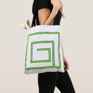 Tote Bag Green Geo White