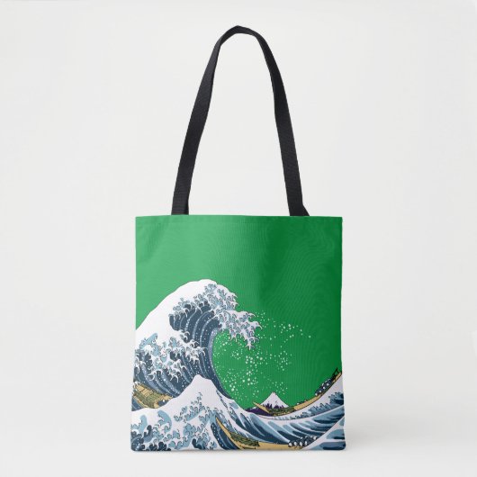 Tote Bag Green Great Wave of Kanagawa Modern Pop (Devant)