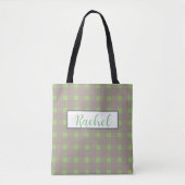 Tote Bag Green Grey En vichy personnalisé (Devant)