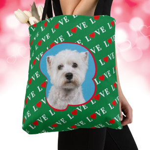 Tote Bag Green LOVE Heart