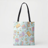 Tote Bag Green Magic Books Girl Cute Wizard Witch (Devant)