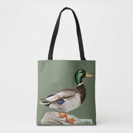 Tote Bag Green Mallard Chasse au canard Art de la nature (Devant)