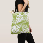 Tote Bag Green Palm Feuille Rainforest Motif (De près)