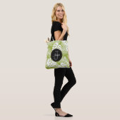 Tote Bag Green Palm Feuille Rainforest Motif Monogram (Sur le modèle)