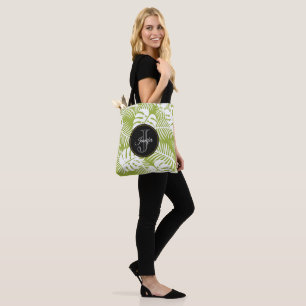 Tote Bag Green Palm Feuille Rainforest Motif Monogram