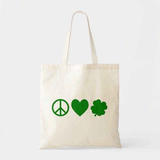 Tote Bag Green Peace Love & Shamrocks (Devant)