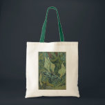 Tote Bag Green Peacock (Empereur) Moth de Vincent van Gogh<br><div class="desc">Maintenant disponible ! Cravates imprimés recto verso ! Deux fois plus gentil ! Great Peacock Moth ou Emperor Moth de Vincent van Gogh est une peinture naturelle de post impressionnisme d'art vintage. Un géant empereur Moth vole parmi les fleurs et les plantes dans un jardin jardin. Van Gogh utilisait des...</div>