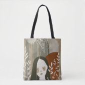 Tote Bag Green Rust Tan Empowering Woman Abstract  (Devant)