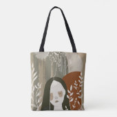 Tote Bag Green Rust Tan Empowering Woman Abstract  (Dos)