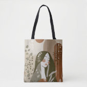 Tote Bag Green Rust Tan Empowering Woman Abstract (Devant)