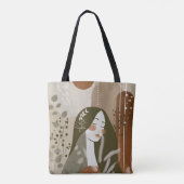 Tote Bag Green Rust Tan Empowering Woman Abstract (Dos)