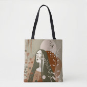 Tote Bag Green Rust Tan Empowering Woman Abstract  (Devant)