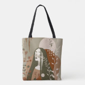 Tote Bag Green Rust Tan Empowering Woman Abstract  (Dos)