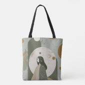 Tote Bag Green Rust Tan Empowering Woman Abstract  (Dos)