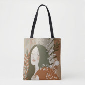 Tote Bag Green Rust Tan Empowering Woman Abstract  (Devant)