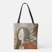 Tote Bag Green Rust Tan Empowering Woman Abstract  (Dos)