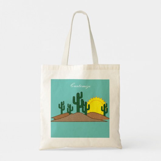 Tote Bag Green Saguaro Cactus Desert Sunrise Thunder_Cove (Dos)