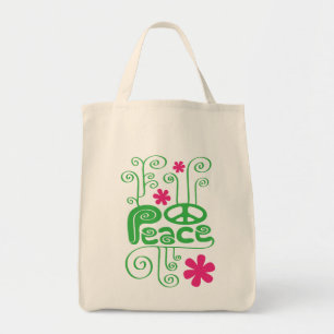 Tote Bag Green Swirls Peace Tote