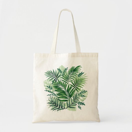 Tote Bag Green Tropical Palm & Monstera Feuille (Devant)