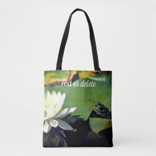 Tote Bag Grenouille Admirant Lotus Flower Personnalisé