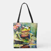 Tote Bag Grenouille aquarelle vive (Dos)
