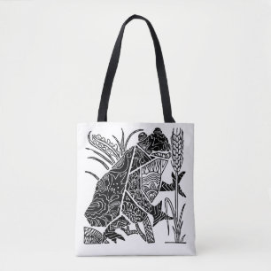 Tote Bag Grenouille bohème florale abstraite