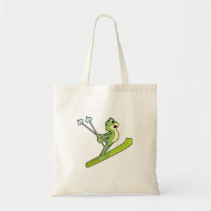 Tote Bag Grenouille comme sauteur de ski avec Ski.PNG