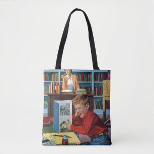 Tote Bag Grenouille dans la bibliothèque