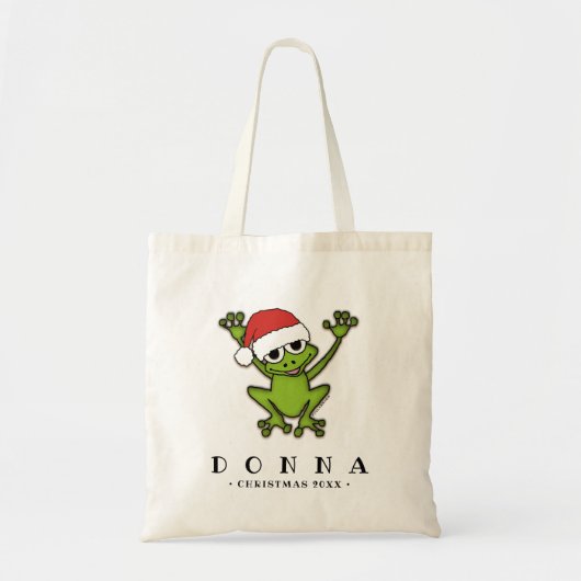 Tote Bag Grenouille de bande dessinée de Noël (Devant)
