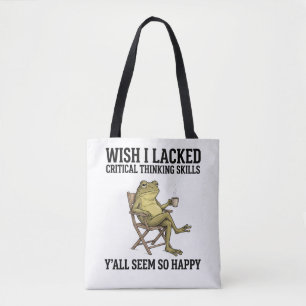 Tote Bag Grenouille drôle Citation Pensée critique Humour s