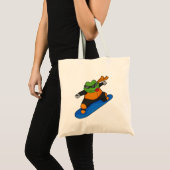 Tote Bag Grenouille en snowobarder avec snowboard (Devant (produit))