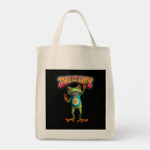Tote Bag Grenouille Hippie Prenez les Choses Calmement Amus (Dos)