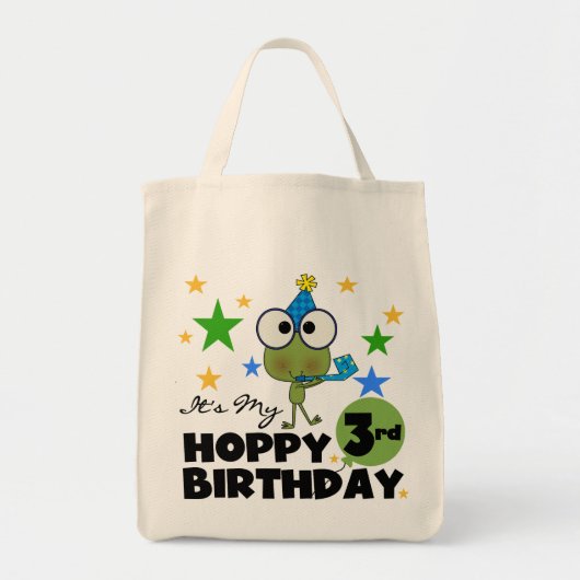 Tote Bag Grenouille-Hoppy 3e Anniversaire Tshirts et cadeau (Devant)