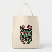 Tote Bag Grenouille indigène d'art de Haida - noir (Devant)