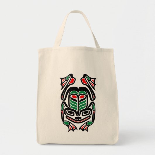 Tote Bag Grenouille indigène d'art de Haida - noir (Devant)