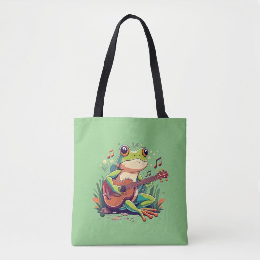 Tote Bag Grenouille Jouée avec Banjo - Cute Musical Amphibi (Devant)