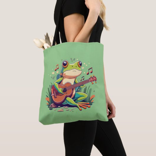 Tote Bag Grenouille Jouée avec Banjo - Cute Musical Amphibi (De près)