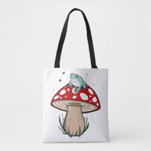 Tote Bag Grenouille mignonne sur champignon, Grenouille mig