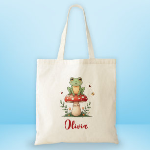 Tote Bag Grenouille mûre sur champignon rouge