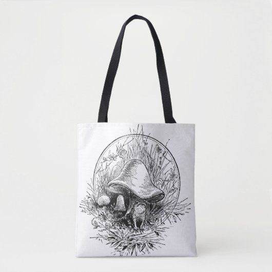 Tote Bag Grenouille, noir et blanc de champignon et de (Devant)