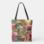 Tote Bag Grenouille sur un tonneau dans un étang (Dos)