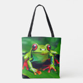 Tote Bag Grenouille verte dans la jungle tropicale Fourre-t (Dos)