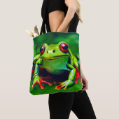 Tote Bag Grenouille verte dans la jungle tropicale Fourre-t (De près)