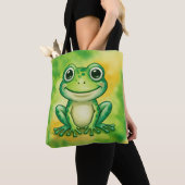 Tote Bag Grenouille verte mignonne (De près)