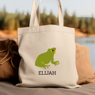 Tote Bag Grenouille verte mignonne personnalisée pour enfan